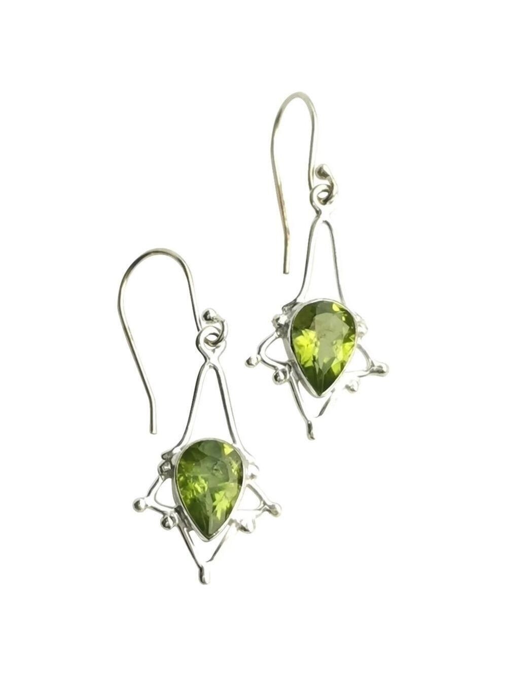 NEW, sterling silver Peridot dangle drop earrings